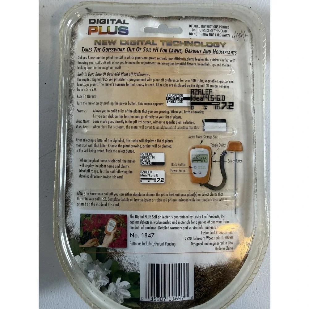 Rapitest Soil Digital Plus pH Meter Measure Acidity or Alkalinity. Read Descrip